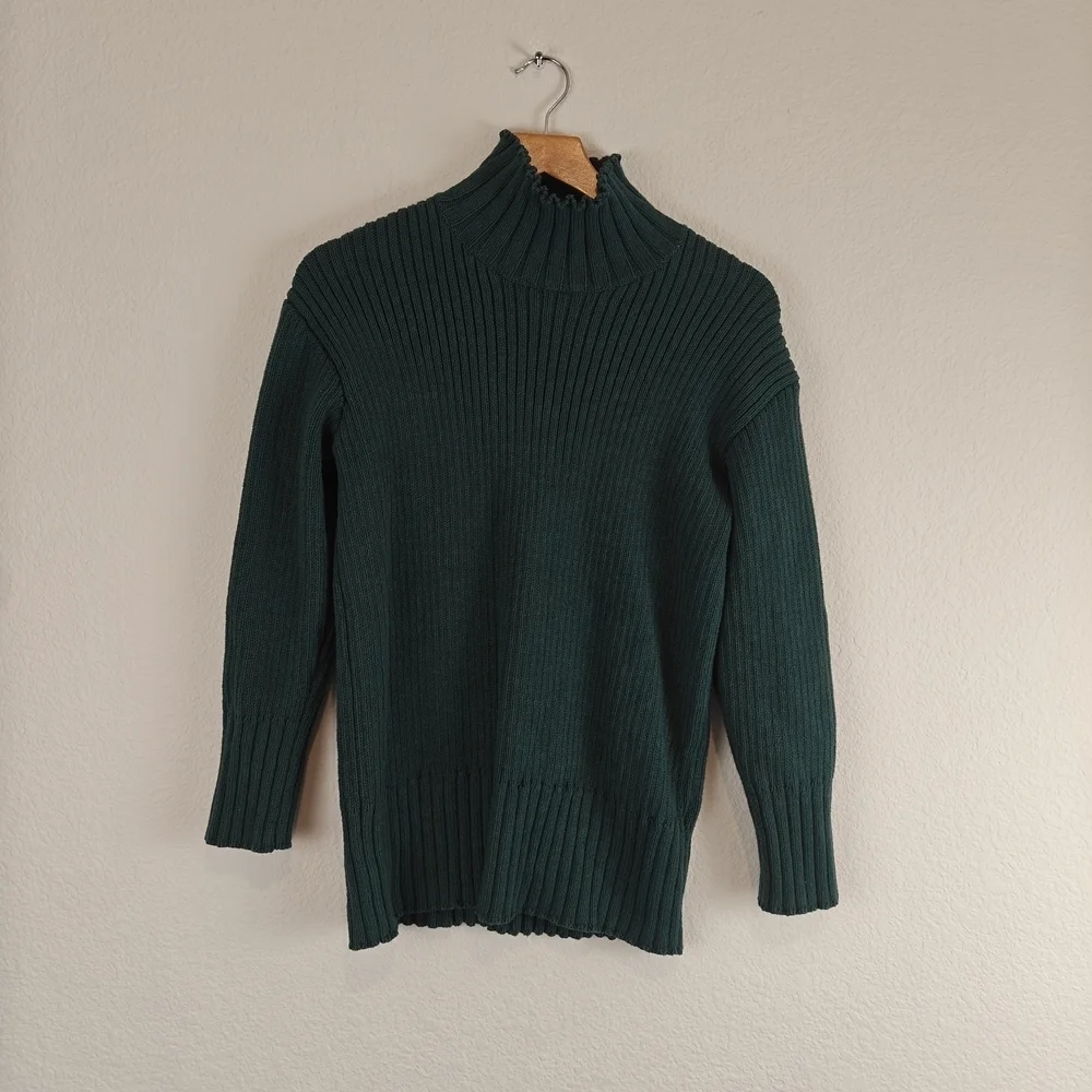 Free People Beach Trez Mock Neck Sweater Short Knit Set Oversized Green Size XS